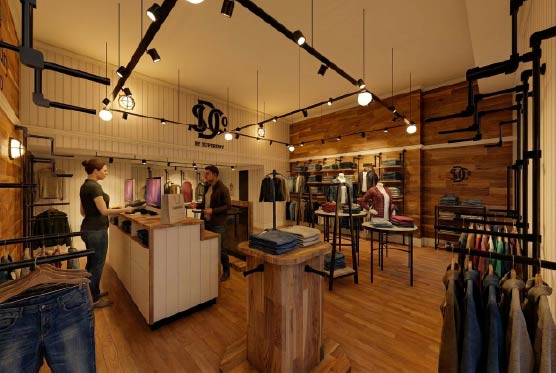 Render del interior del local Superdry Unicenter
